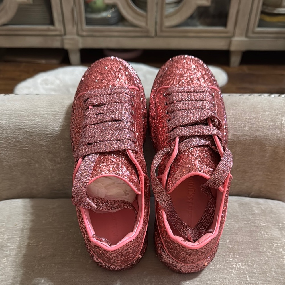 Alexander McQueen Pink Glitter Sneakers